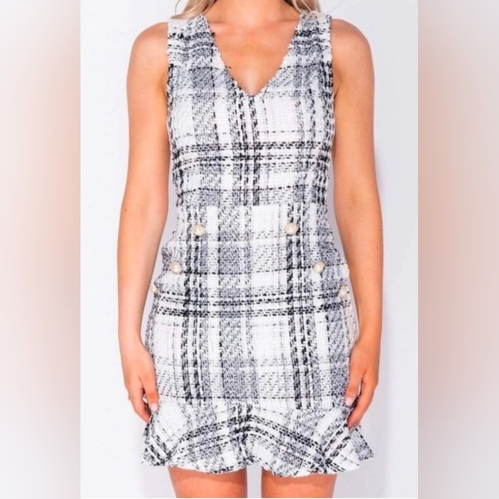 VENUS Black and White Plaid (8) Dress